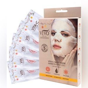 VPL VITA-C 5 SHEET MASK infused with CASTER OIL COLLAGEN & VITA-C